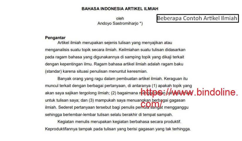 Contoh Artikel Ilmiah Indonesia
