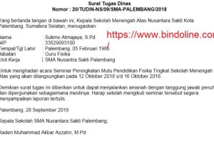 Contoh Surat Tugas Dinas Sekolah
