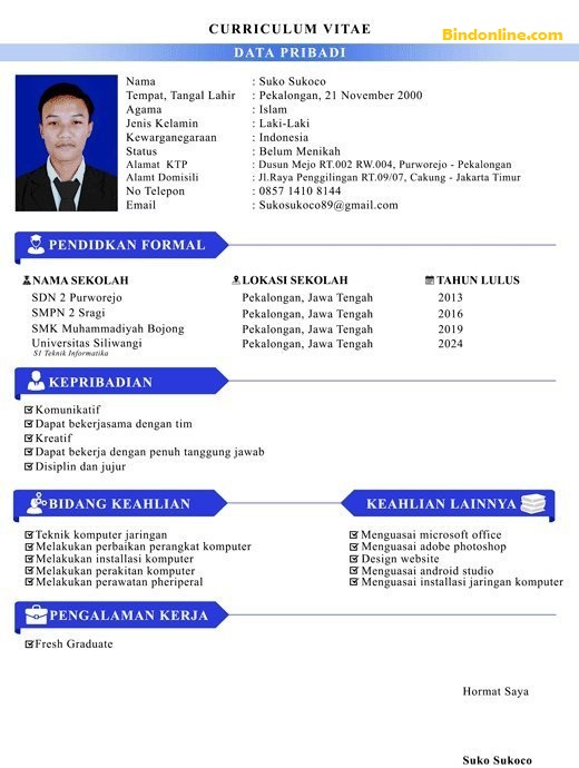 Contoh CV yang menarik bahasa Indonesia